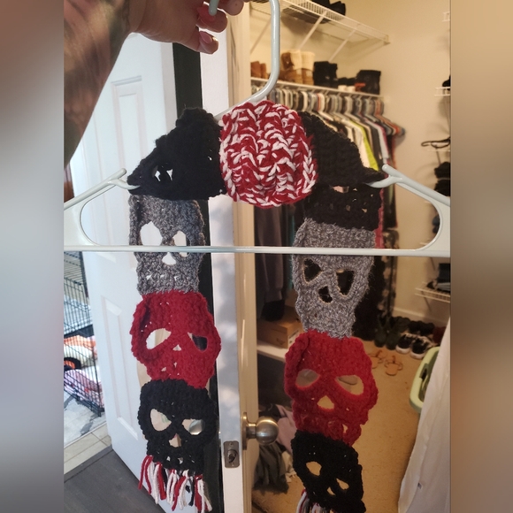 SOLD - Hand-Knit Crochet Skull Scarf - Picture 6 of 6